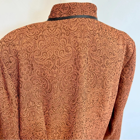 Drapers And Damons Rust Orange Floral Paisley Open Front Blazer Jacket Size 14 - Picture 9 of 12